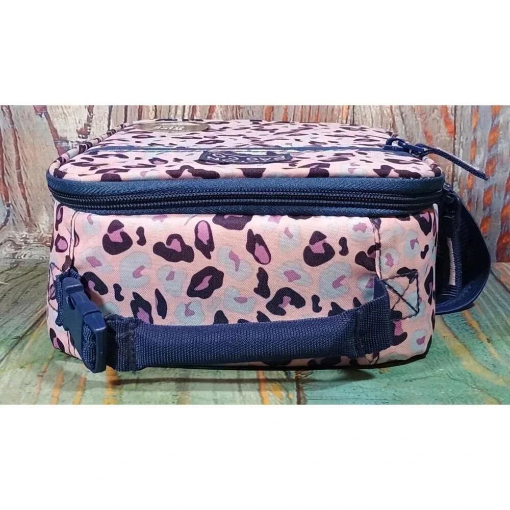 Fulton Bag Co Pink Leopard Print Insulated Lunch Box Hard Liner Water Repellent
